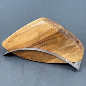 Savora Acacia Wood Knife Block Stainless Steel Base Brown Good Modern Design
